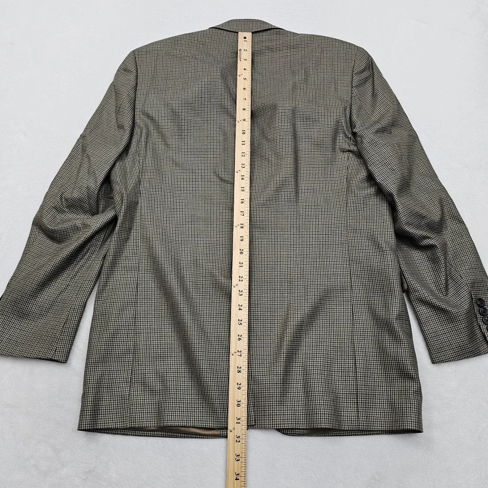 Lauren Ralph Lauren Blazer Mens 42L Brown Tan Silk Wool Houndstooth Academic
